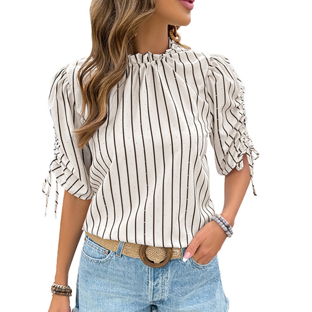 Fashionable Casual Shirt for Women with Striped Pattern and Elastic Fabric - Picture 19 of 66