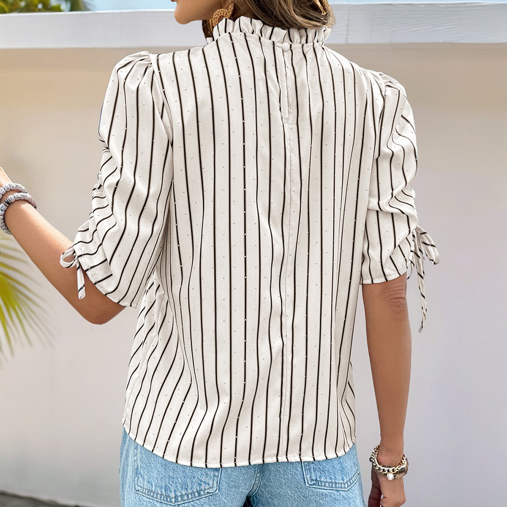 Fashionable Casual Shirt for Women with Striped Pattern and Elastic Fabric - Picture 24 of 66