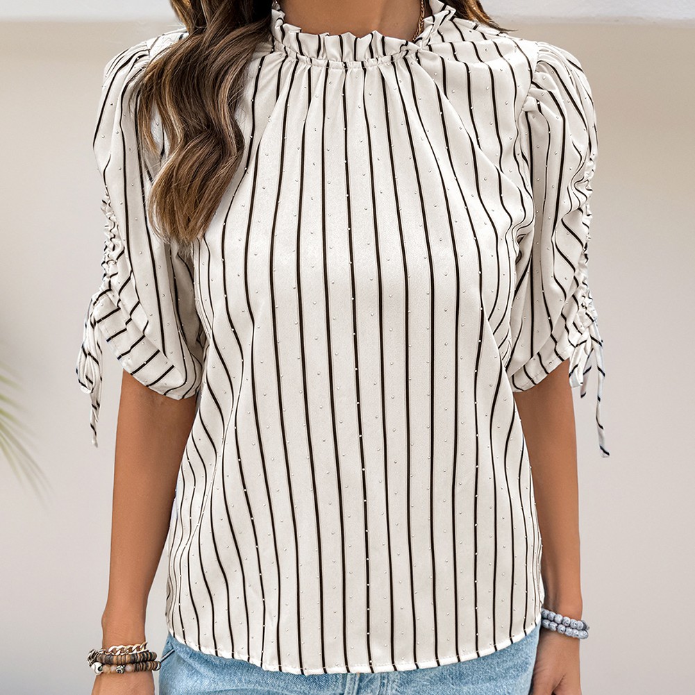 Fashionable Casual Shirt for Women with Striped Pattern and Elastic Fabric - Picture 28 of 66