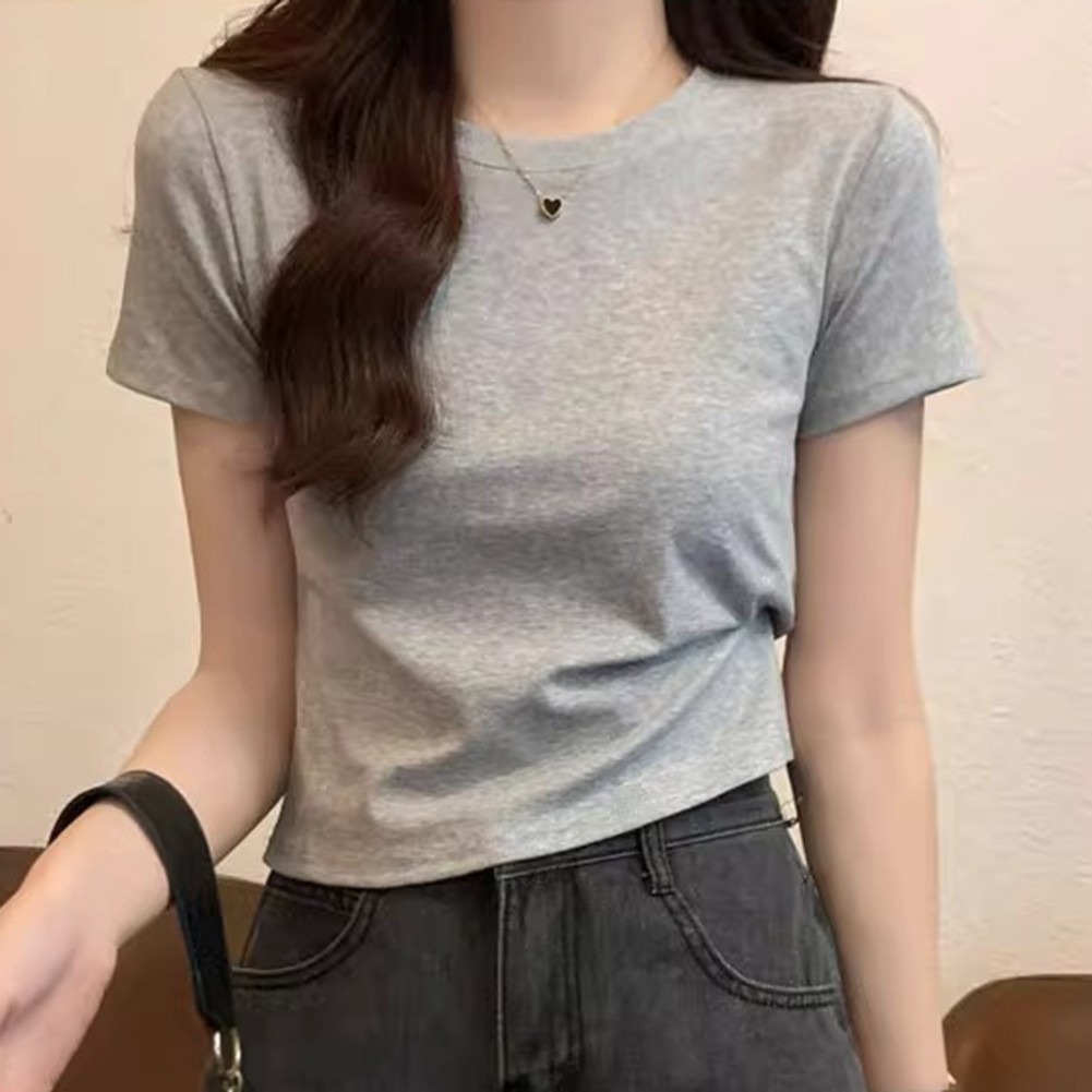 Lightweight and Stylish Women Solid Color Short Sleeve T Shirts for Summer - Picture 14 of 20