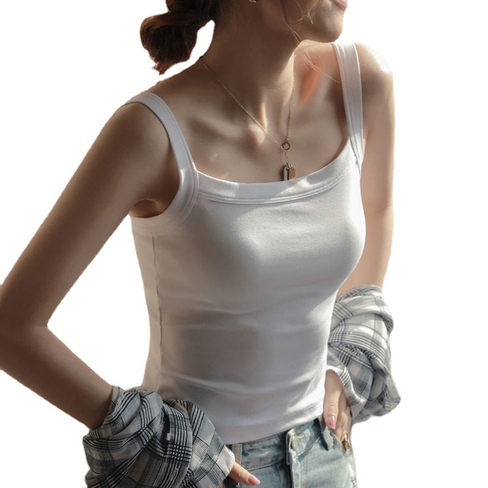 Summer Women U Neck Sleeveless Tank Top Basic Solid Color Fashion Vest - Picture 19 of 24