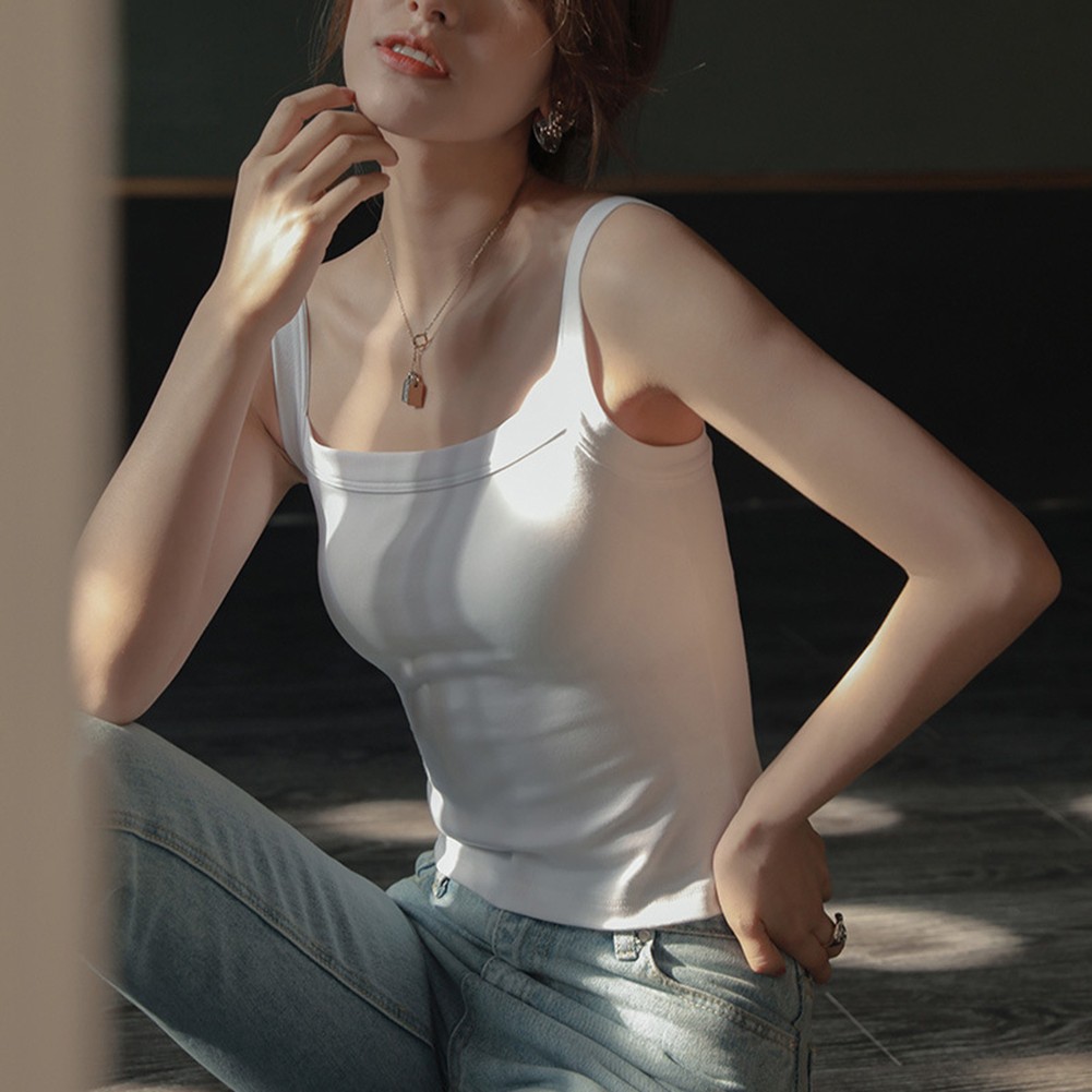 Summer Women U Neck Sleeveless Tank Top Basic Solid Color Fashion Vest - Picture 17 of 24