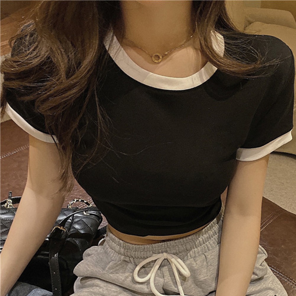 Dynamic Women Summer Crop Top with Slim Short Sleeves and Solid Colors - Picture 15 of 31