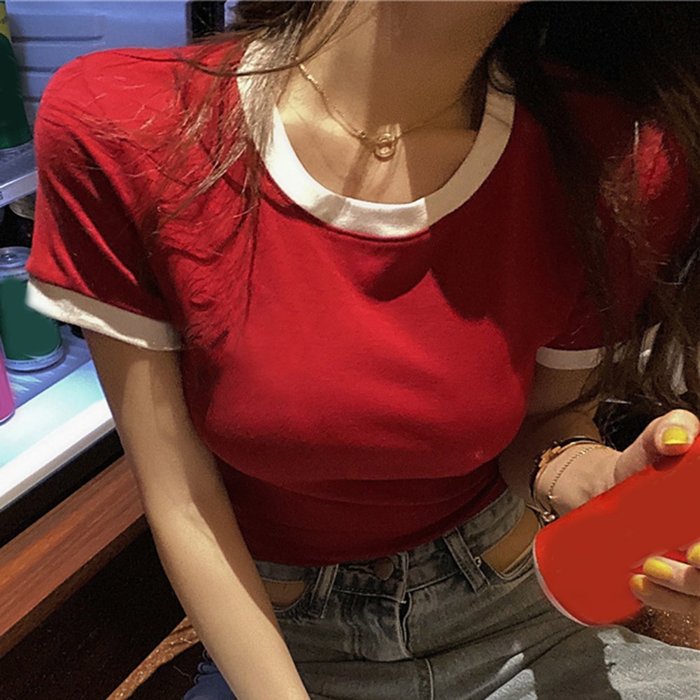 Dynamic Women Summer Crop Top with Slim Short Sleeves and Solid Colors - Picture 20 of 31
