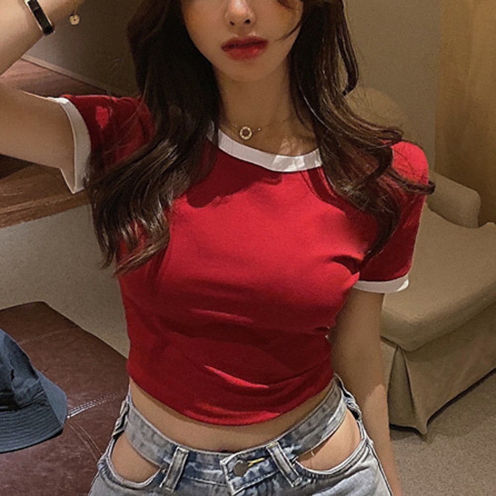 Dynamic Women Summer Crop Top with Slim Short Sleeves and Solid Colors - Picture 19 of 31