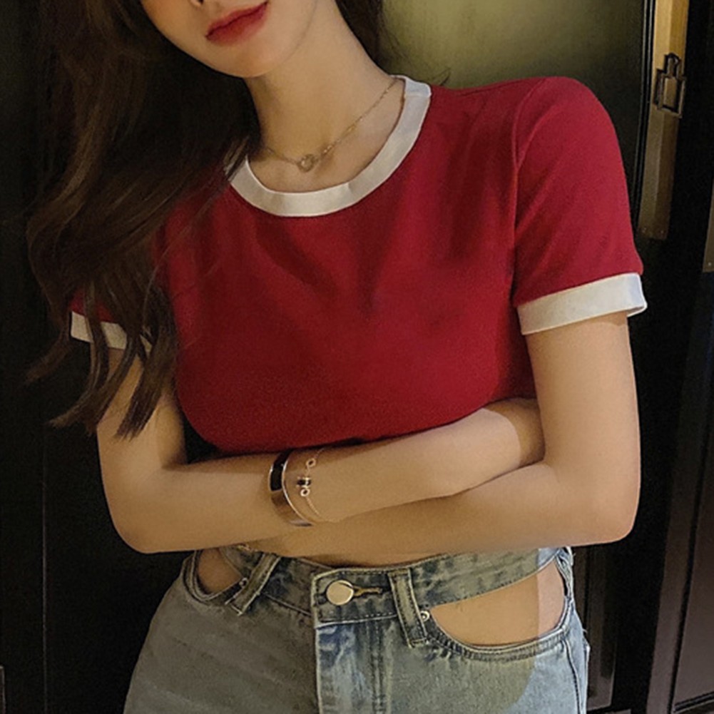 Dynamic Women Summer Crop Top with Slim Short Sleeves and Solid Colors - Picture 21 of 31