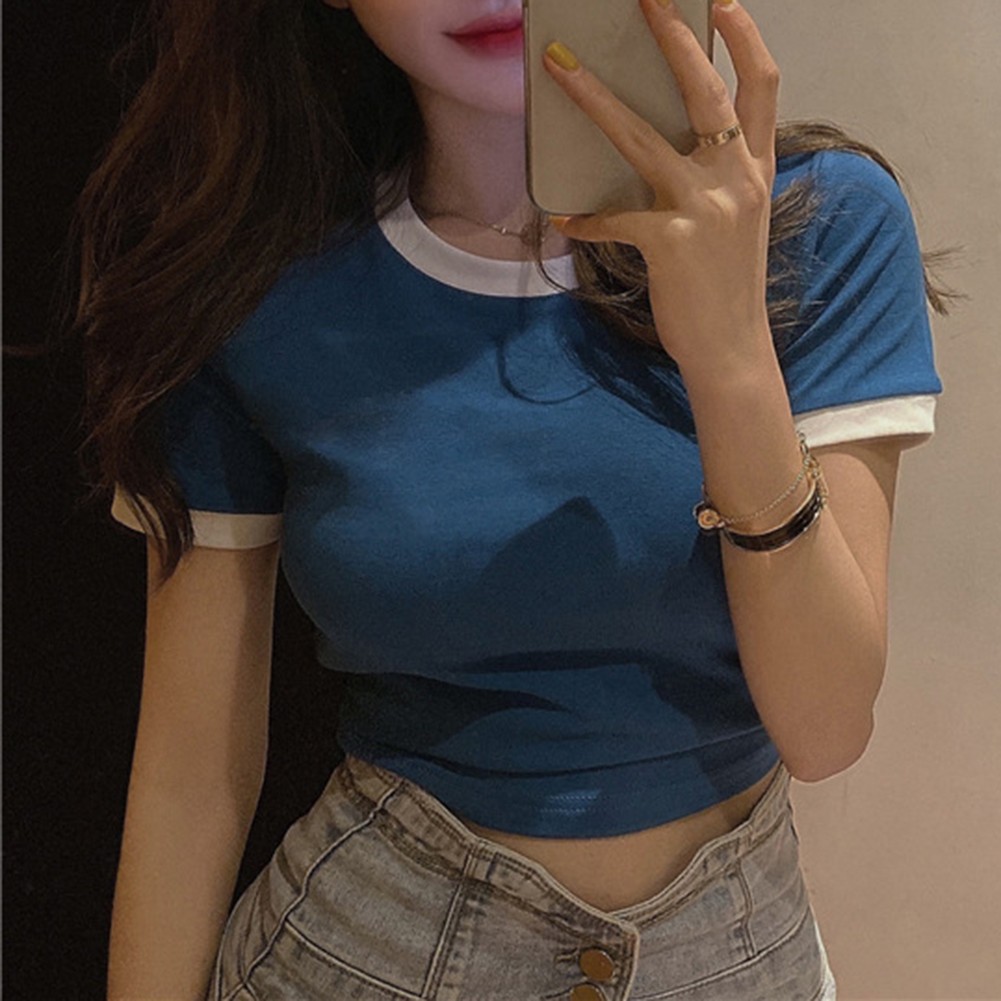 Dynamic Women Summer Crop Top with Slim Short Sleeves and Solid Colors - Picture 29 of 31