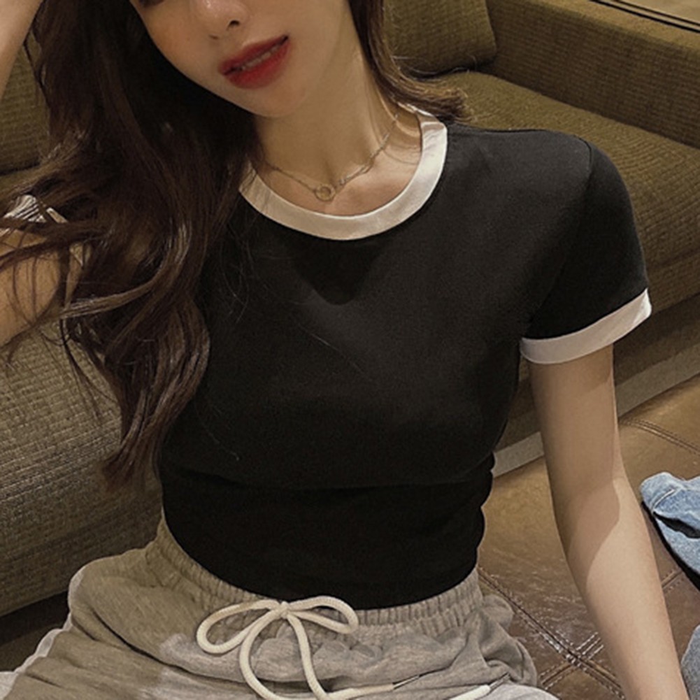 Dynamic Women Summer Crop Top with Slim Short Sleeves and Solid Colors - Picture 14 of 31