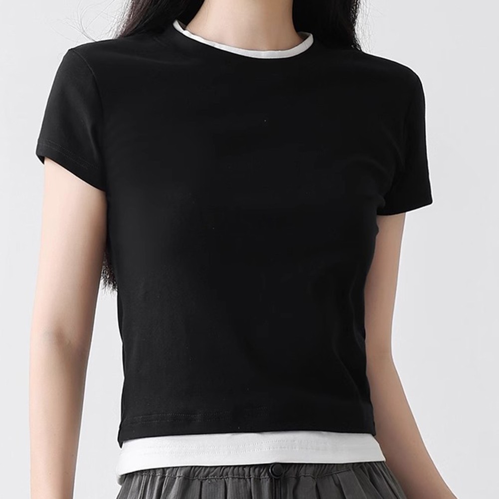 Casual Slim Short Sleeve T Shirt for Women in Solid Colors for Daily Wear - Picture 13 of 52