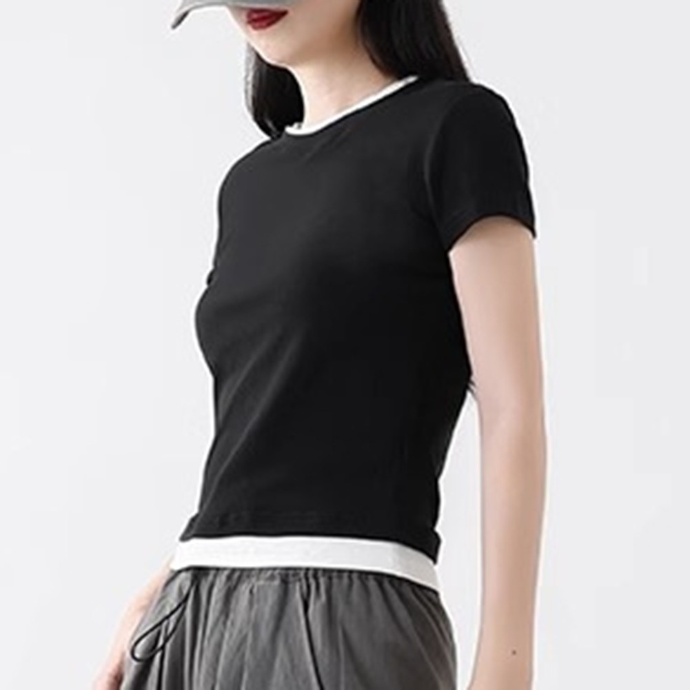 Casual Slim Short Sleeve T Shirt for Women in Solid Colors for Daily Wear - Picture 19 of 52