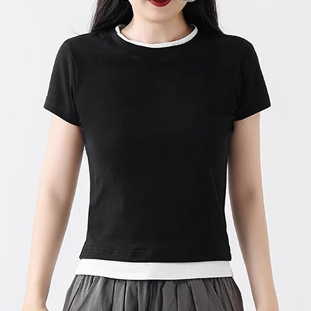 Casual Slim Short Sleeve T Shirt for Women in Solid Colors for Daily Wear - Picture 17 of 52