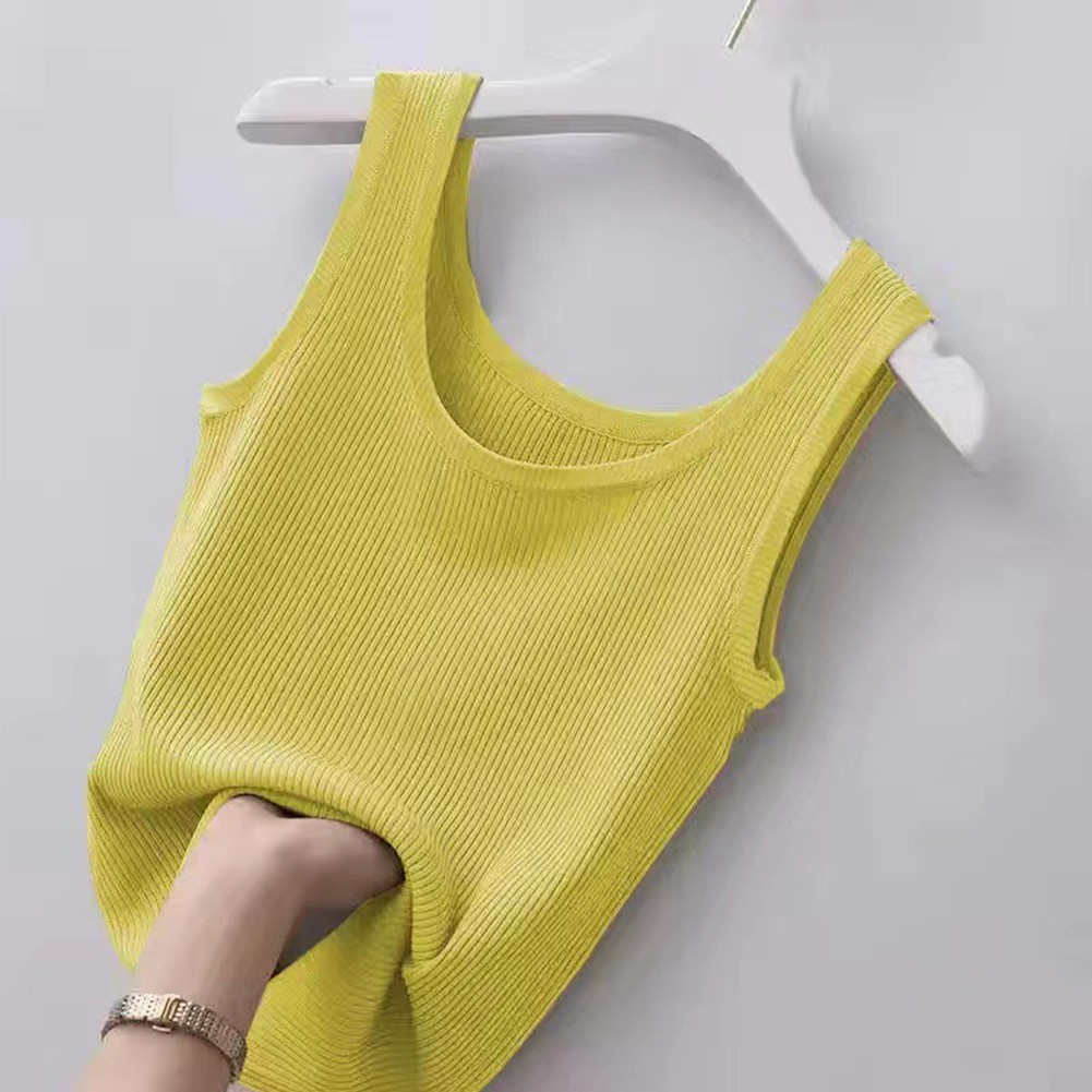 Women Summer Solid Color Sleeveless Knit Vests Casual Oversized Tank Tops