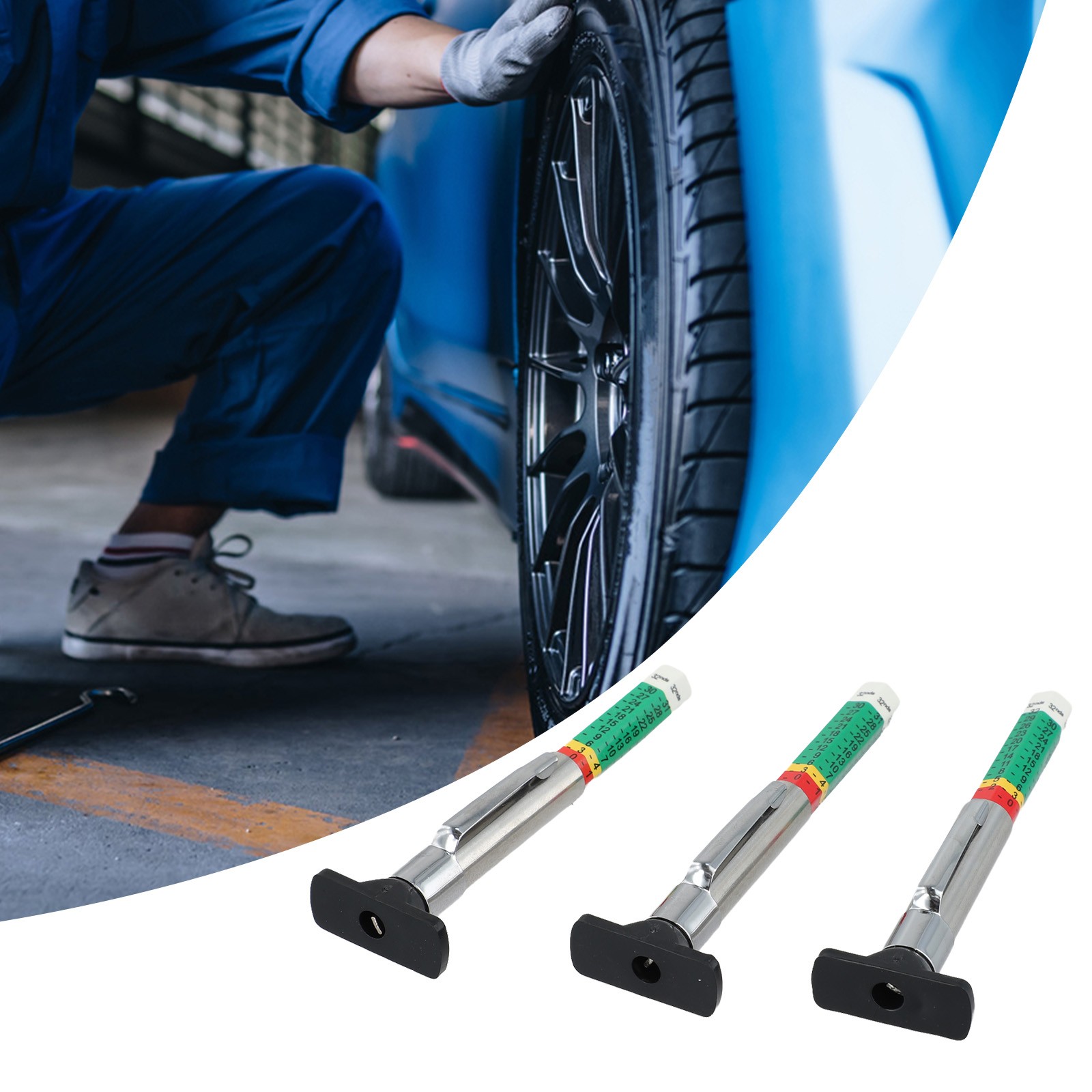 Xuhal 20 Packs Tyre Tread Depth Gauge Color Coded Tire Depth Gauge Tool Tire Tread Accurate Measurement Tools