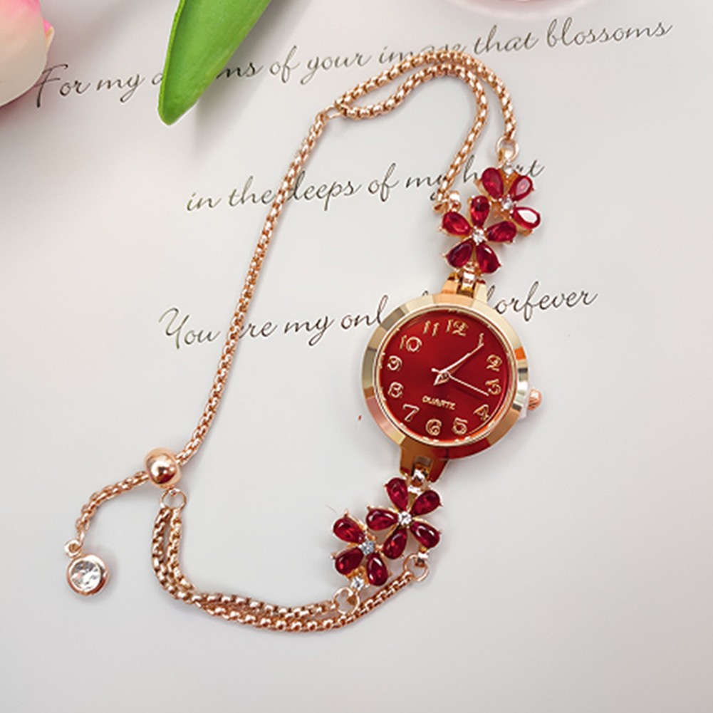 Trendy Women's Watch with Flower Design and Adjustable Digital Bracelet - Picture 16 of 19