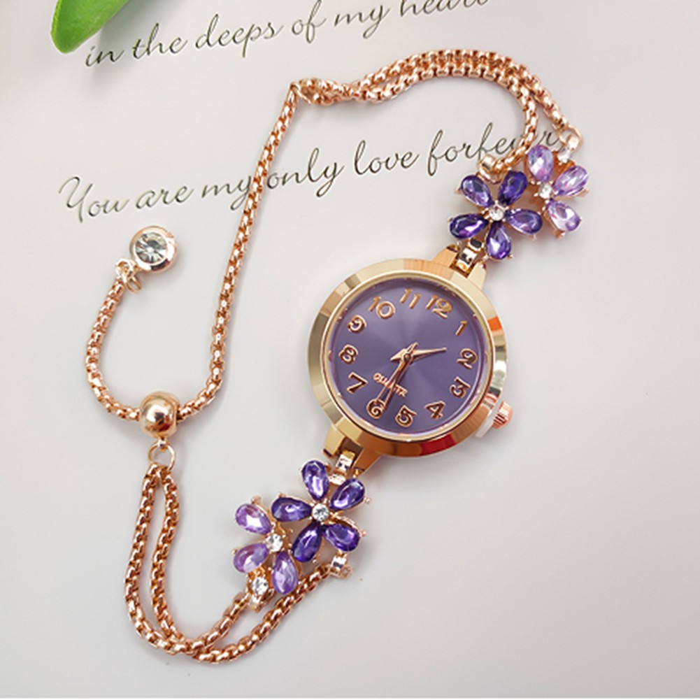 Trendy Women's Watch with Flower Design and Adjustable Digital Bracelet - Picture 13 of 19