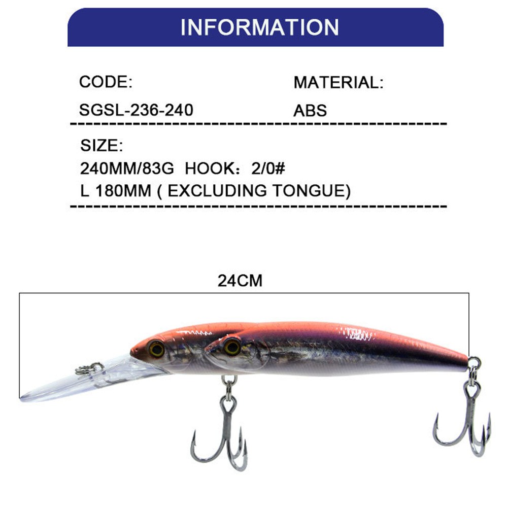Señuelo de pesca cebo de buceo profundo cebo multicolor construcción de doble cabeza - Imagen 19 de 32