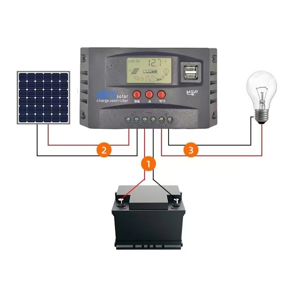Solar Panel Controller Battery Charge Controller Automatic Tracking LCD Display