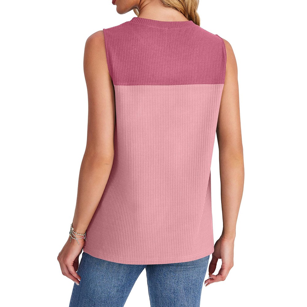Casual Spring Summer Sleeveless Vest with Color Block Design for Women - Picture 56 of 61