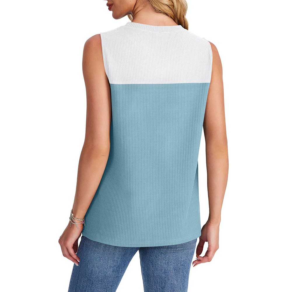 Casual Spring Summer Sleeveless Vest with Color Block Design for Women - Picture 29 of 61