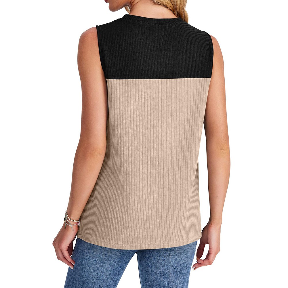 Casual Spring Summer Sleeveless Vest with Color Block Design for Women - Picture 35 of 61