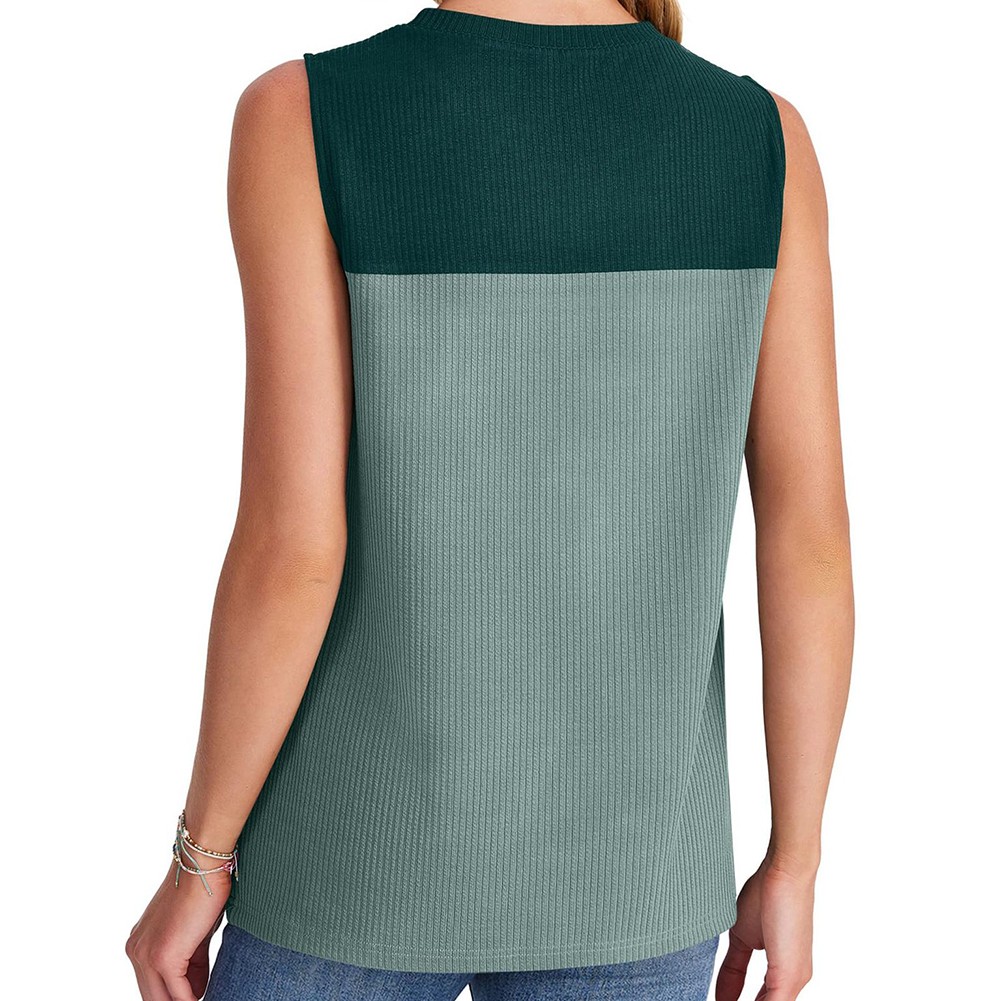 Casual Spring Summer Sleeveless Vest with Color Block Design for Women - Picture 48 of 61