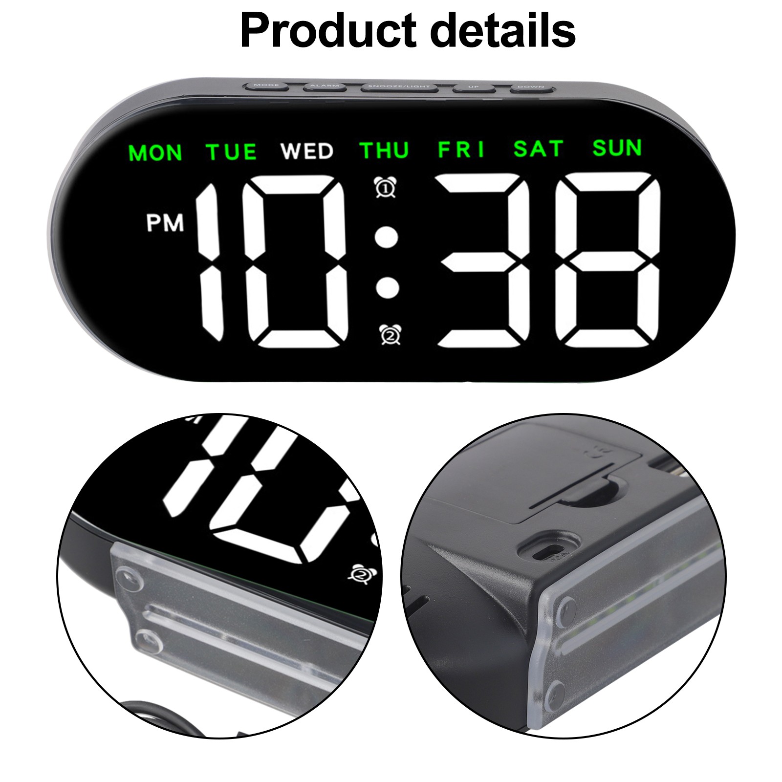 Sleek Design USB Digital Alarm Clock Offering Customizable Viewing Options