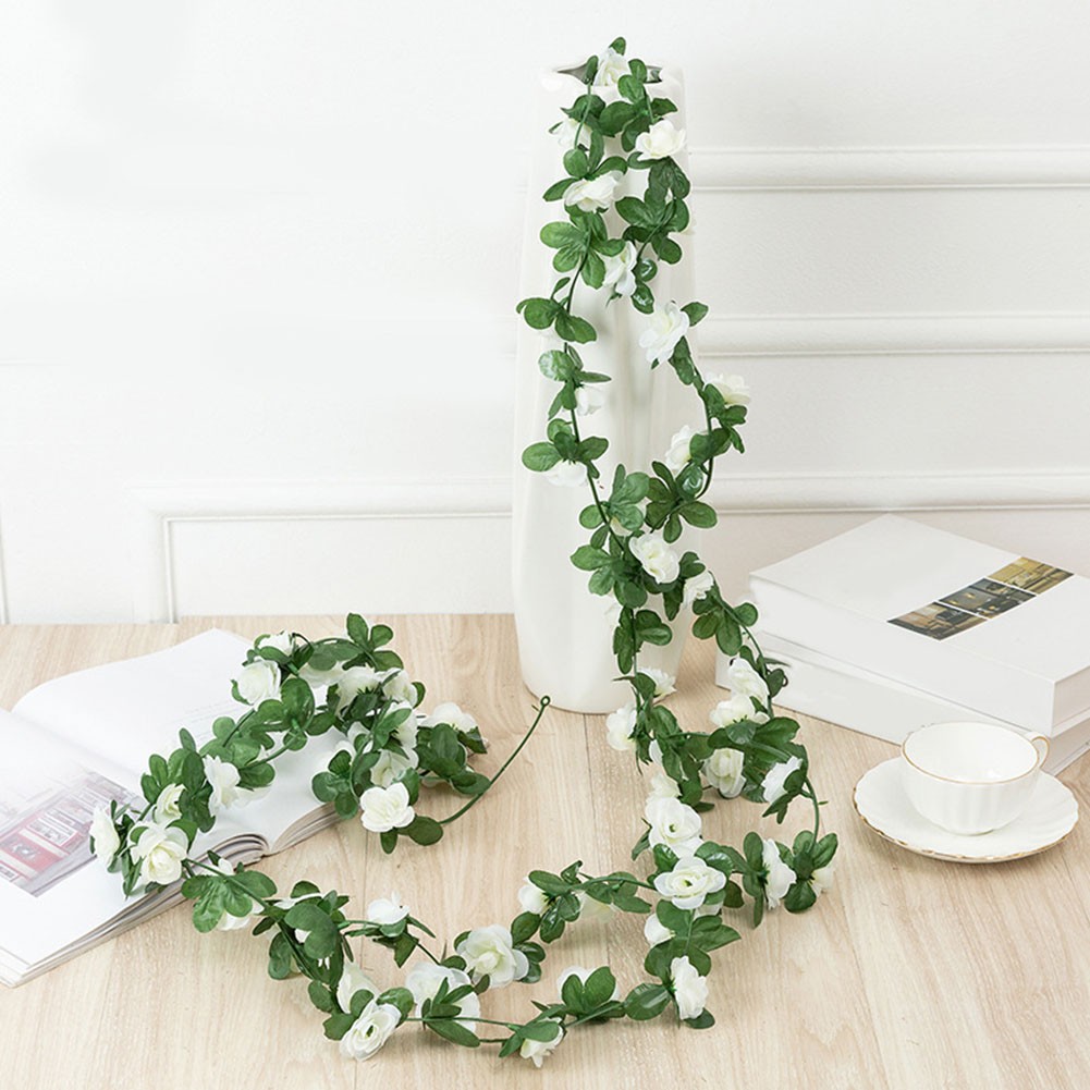 Künstliche Blumendekoration falsche Rosengirlande grüne Blätter lebensechte R - Bild 25 von 33