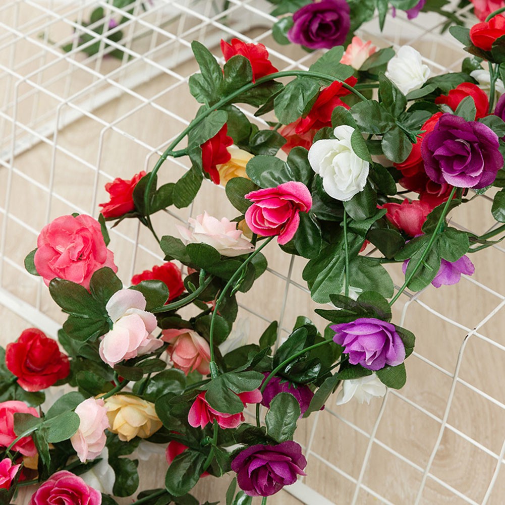 Künstliche Blumendekoration falsche Rosengirlande grüne Blätter lebensechte R - Bild 32 von 33