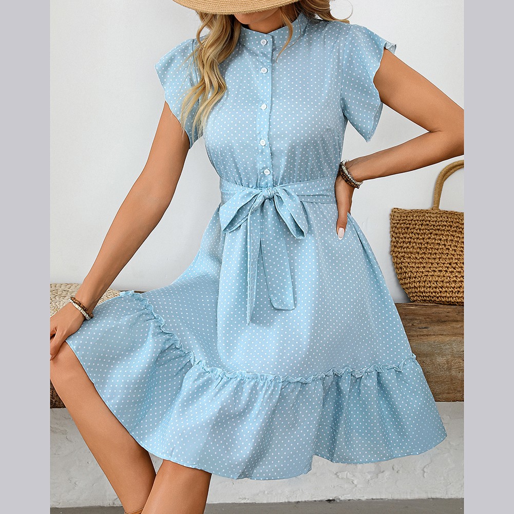 Charmante robe Aline avec détails cravate et boutons outlet pour diverses occasions
