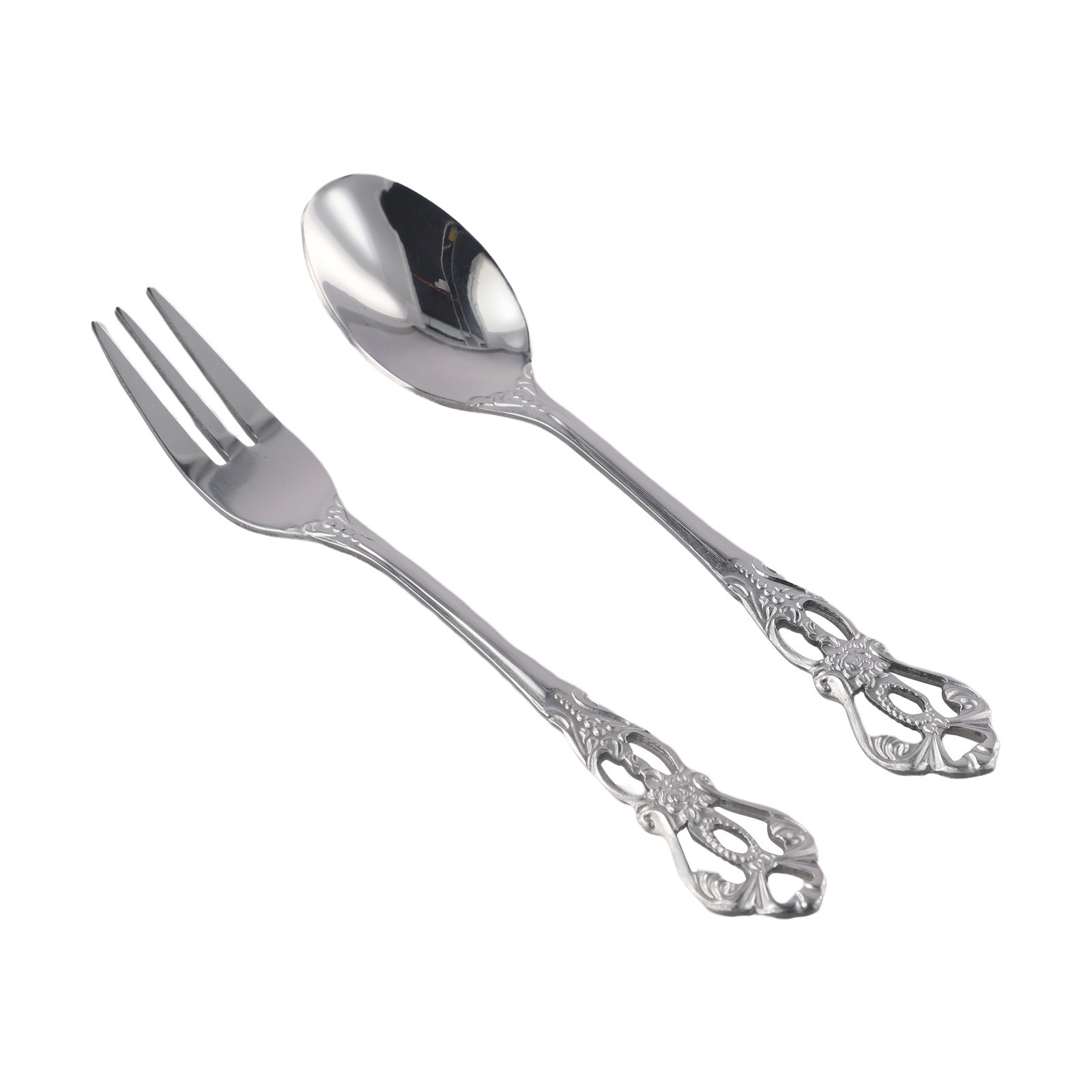 1 Pair Retro Golden Spoon Fork Stainless Steel Coffee Dessert Spoon Cutlery Kit - Picture 25 of 33