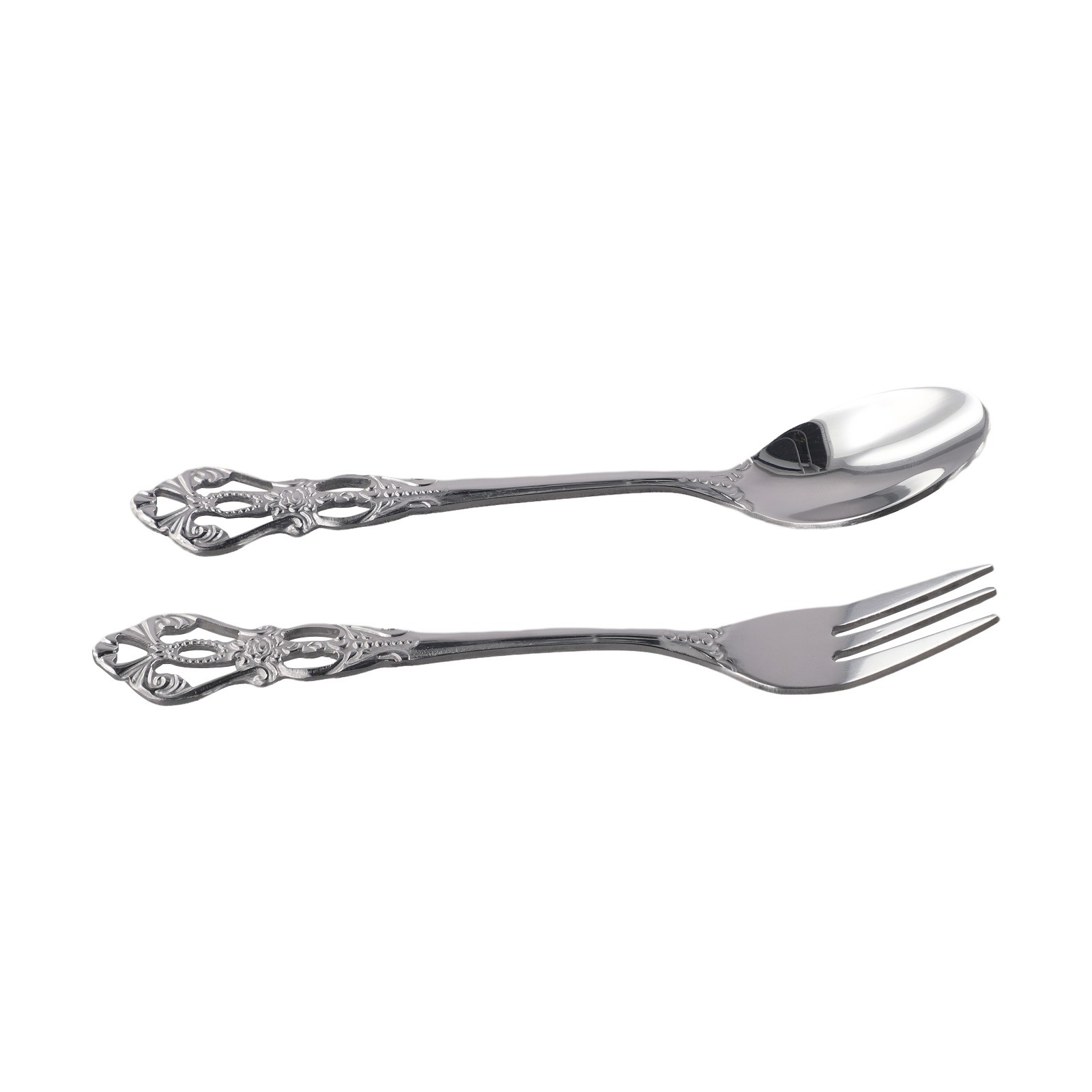 1 Pair Retro Golden Spoon Fork Stainless Steel Coffee Dessert Spoon Cutlery Kit - Picture 27 of 33