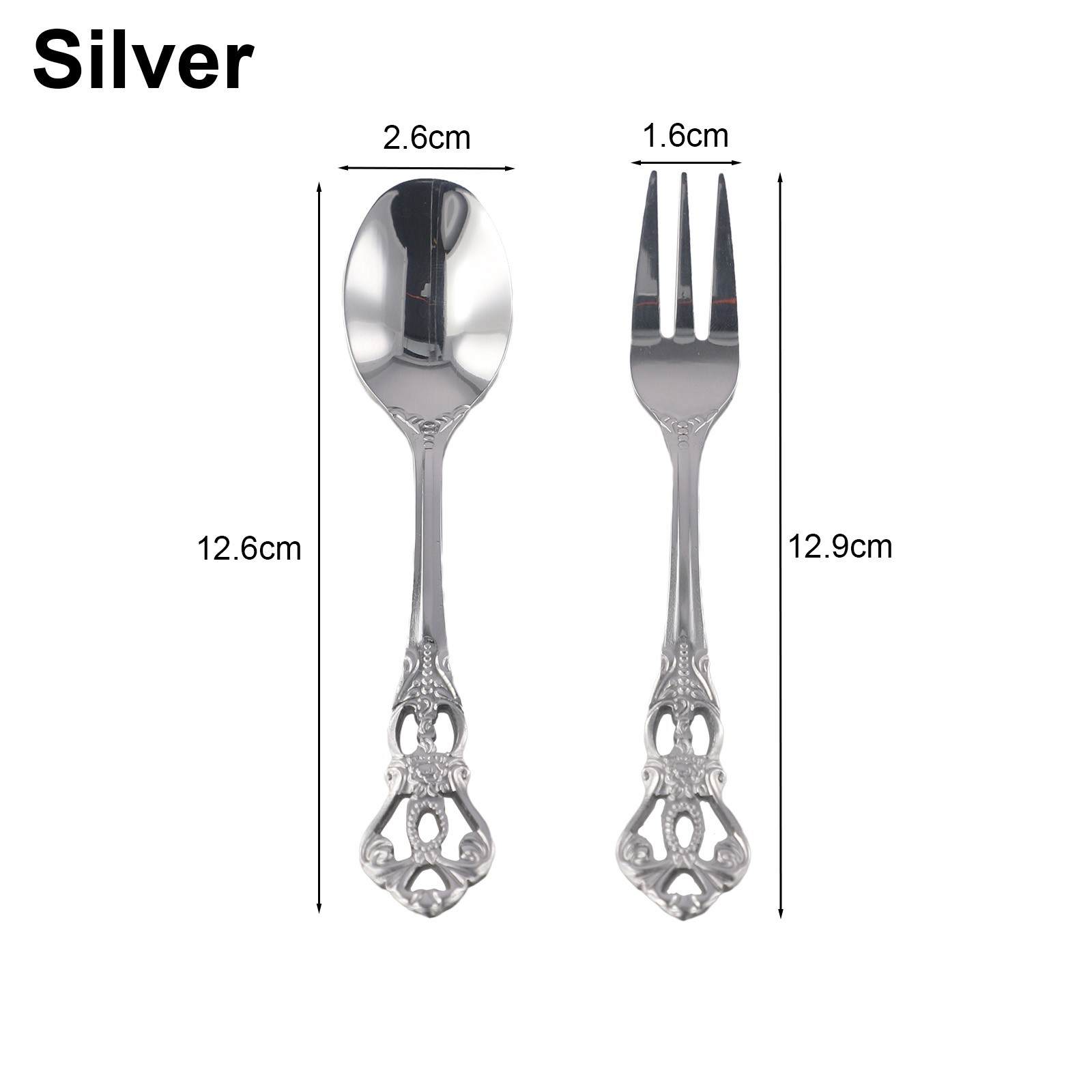 1 Pair Retro Golden Spoon Fork Stainless Steel Coffee Dessert Spoon Cutlery Kit - Picture 32 of 33
