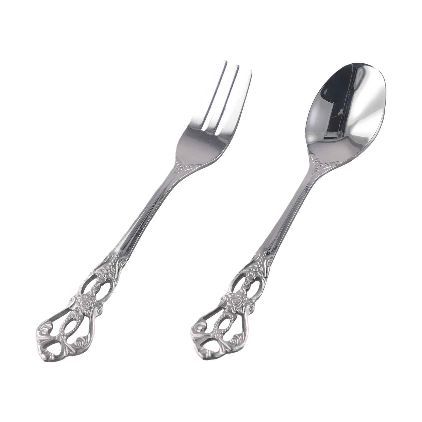 1 Pair Retro Golden Spoon Fork Stainless Steel Coffee Dessert Spoon Cutlery Kit - Picture 26 of 33