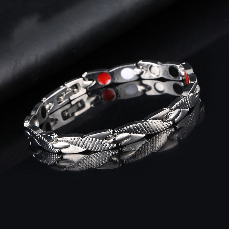 Bracelet magnétique en alliage avec taille réglable et pièces décoratives soldes co