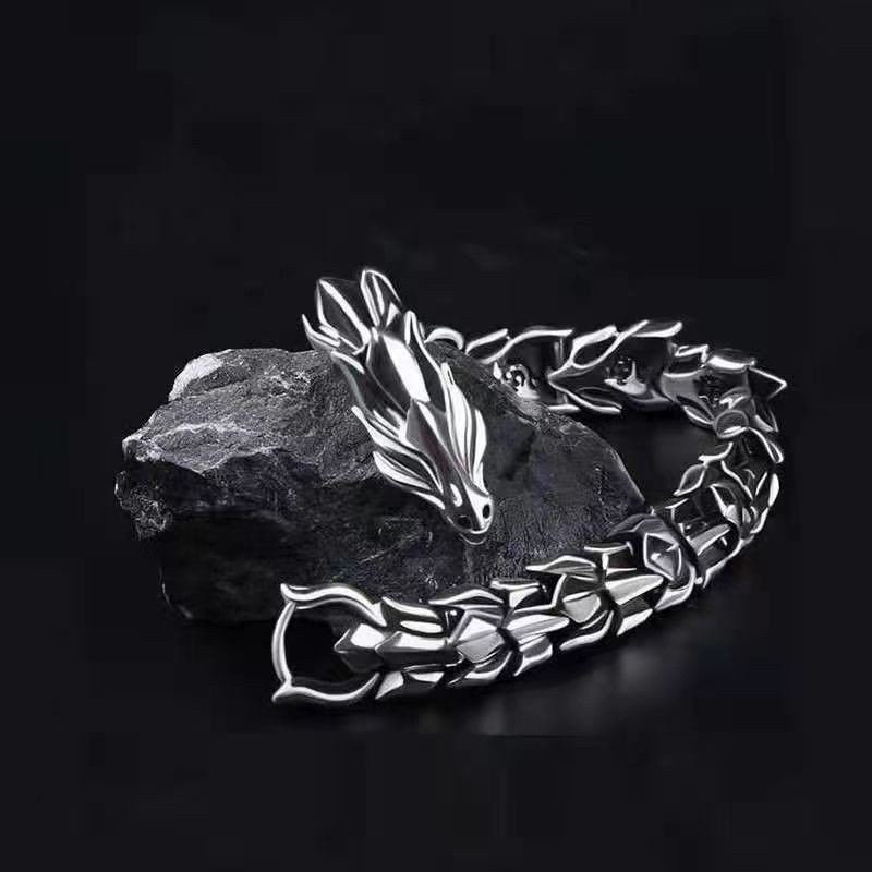 316L Stainless Steel Dragon Head Bracelet with Adjustable Gear Closure - Picture 13 of 16