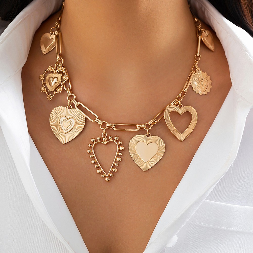 Heart-shaped Pendant Alloy Necklace Elegant Appearance Perfect For Gifting - Picture 13 of 14