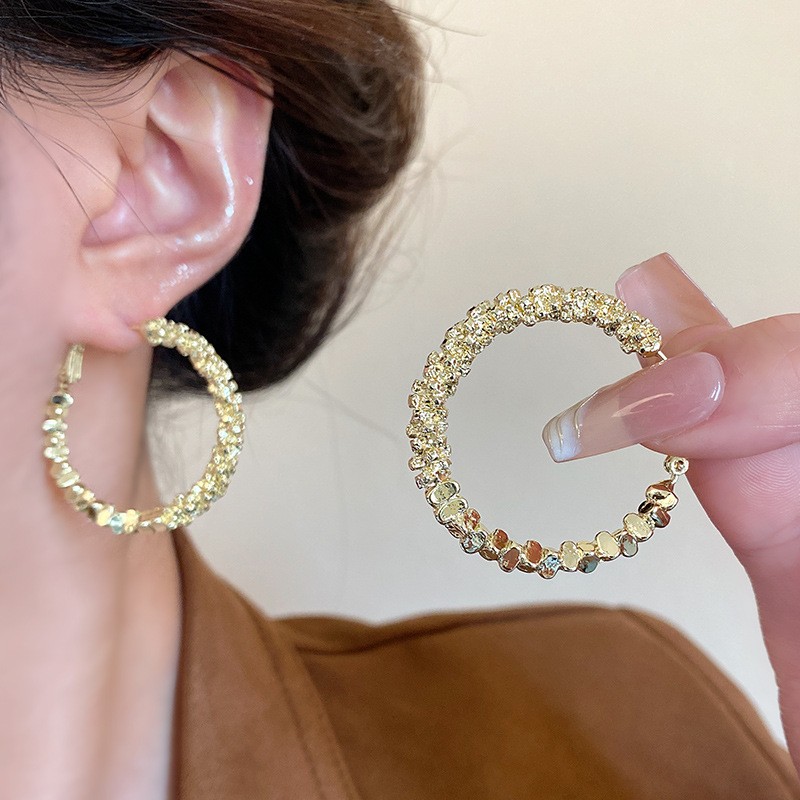 Trendy Silver Large Hoop Earrings Beautiful Circle Design for Daily Wear