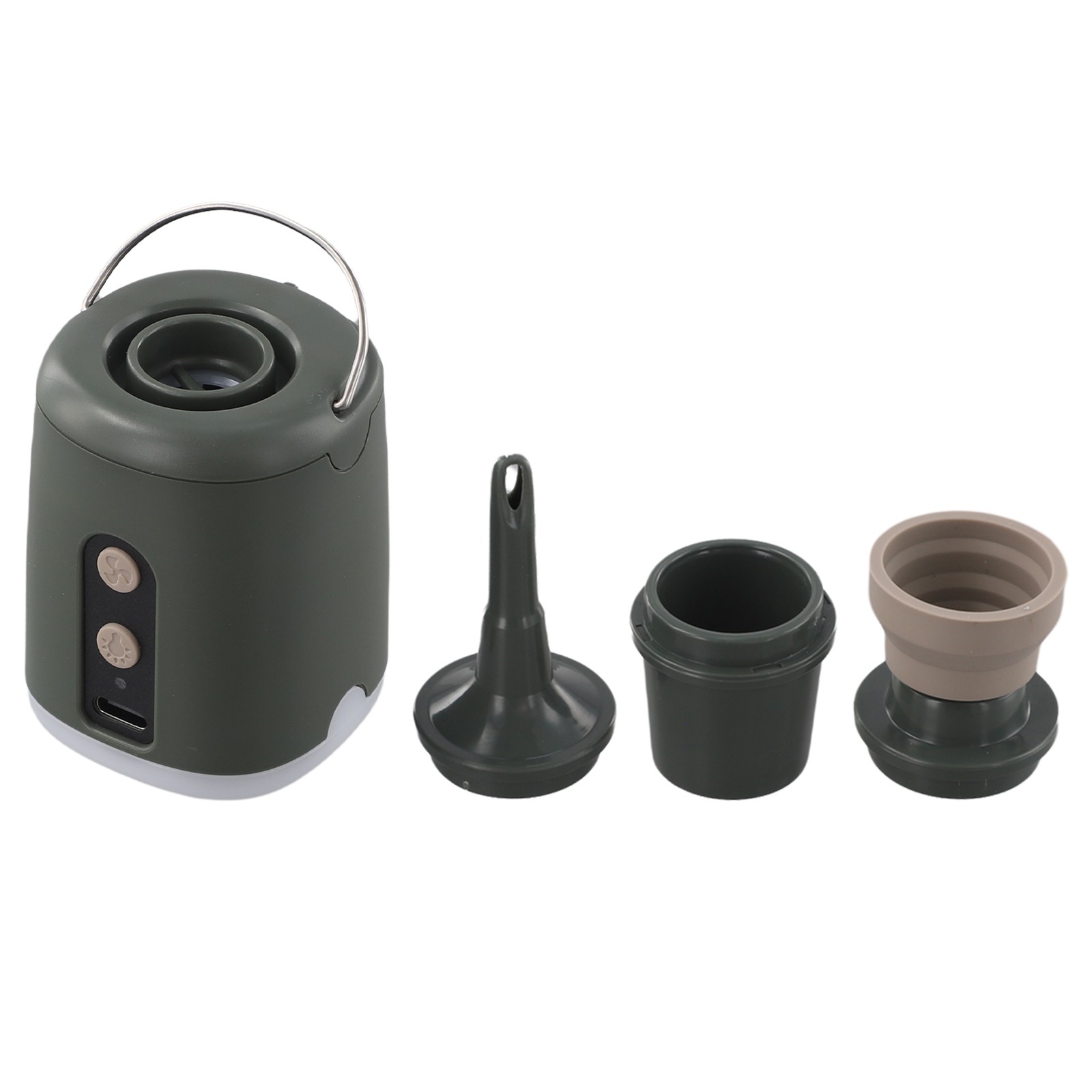 Camping Essential Compact Air Pump with LED Light and Nozzle Attachments