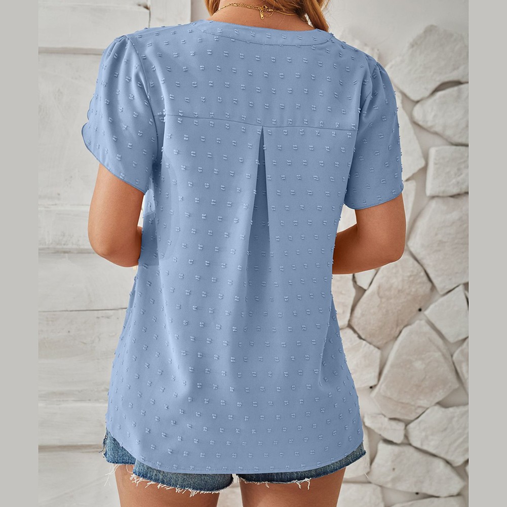 Stylish Sleeve V Neck Top in Woven Jacquard for Spring and Summer Fashion - Picture 20 of 53