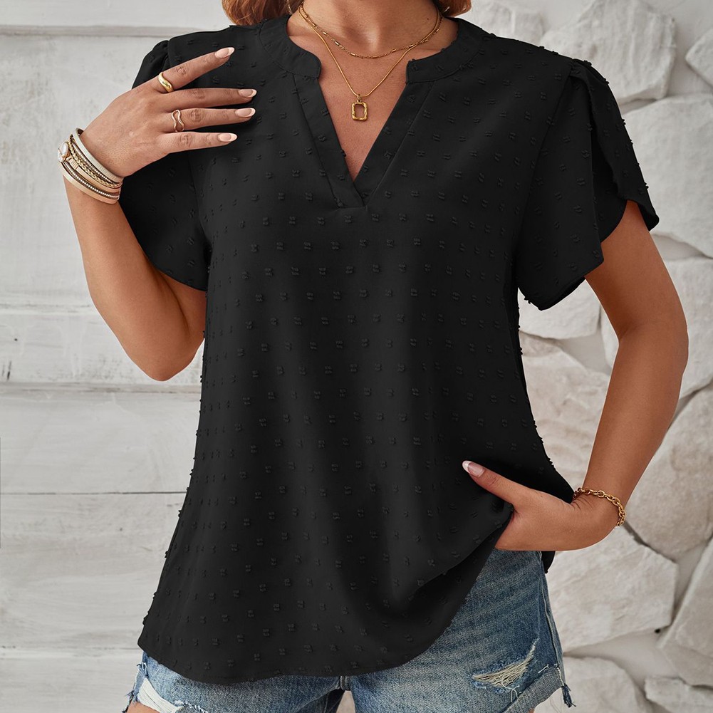 Stylish Sleeve V Neck Top in Woven Jacquard for Spring and Summer Fashion - Picture 49 of 53