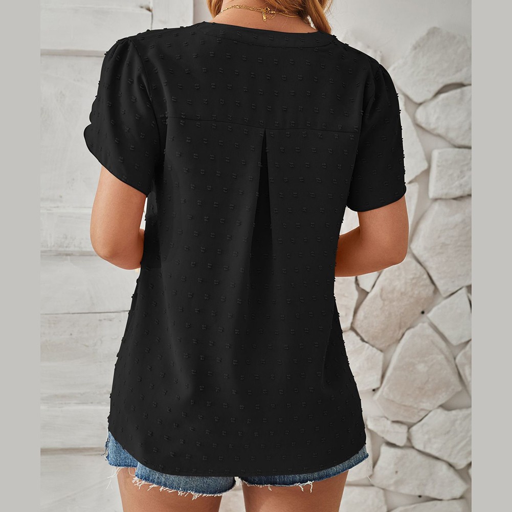 Stylish Sleeve V Neck Top in Woven Jacquard for Spring and Summer Fashion - Picture 48 of 53