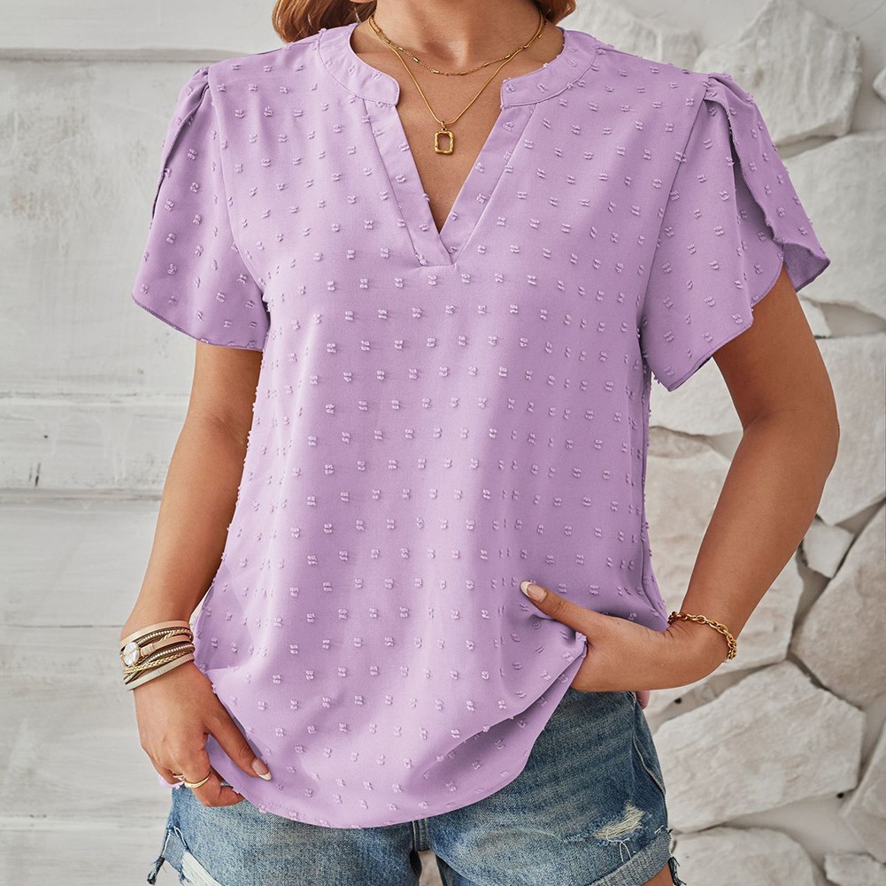 Stylish Sleeve V Neck Top in Woven Jacquard for Spring and Summer Fashion - Picture 45 of 53