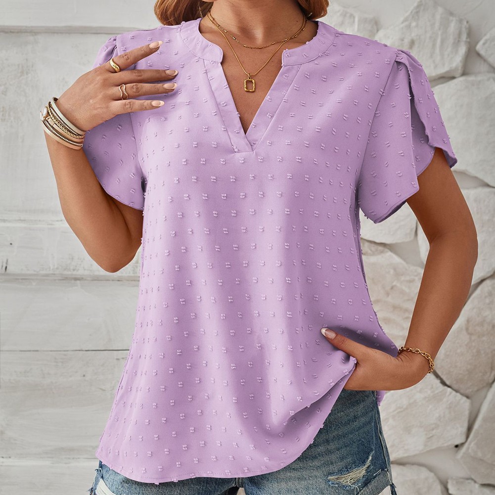 Stylish Sleeve V Neck Top in Woven Jacquard for Spring and Summer Fashion - Picture 41 of 53