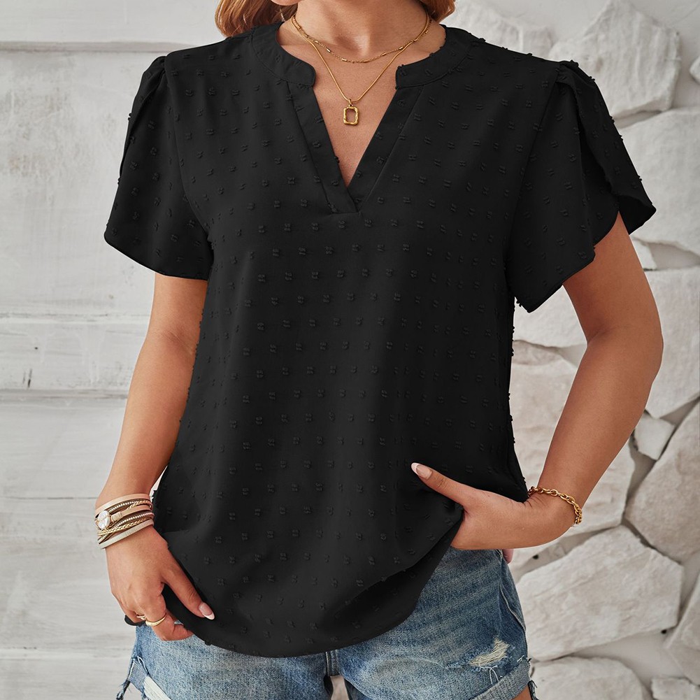 Stylish Sleeve V Neck Top in Woven Jacquard for Spring and Summer Fashion - Picture 53 of 53