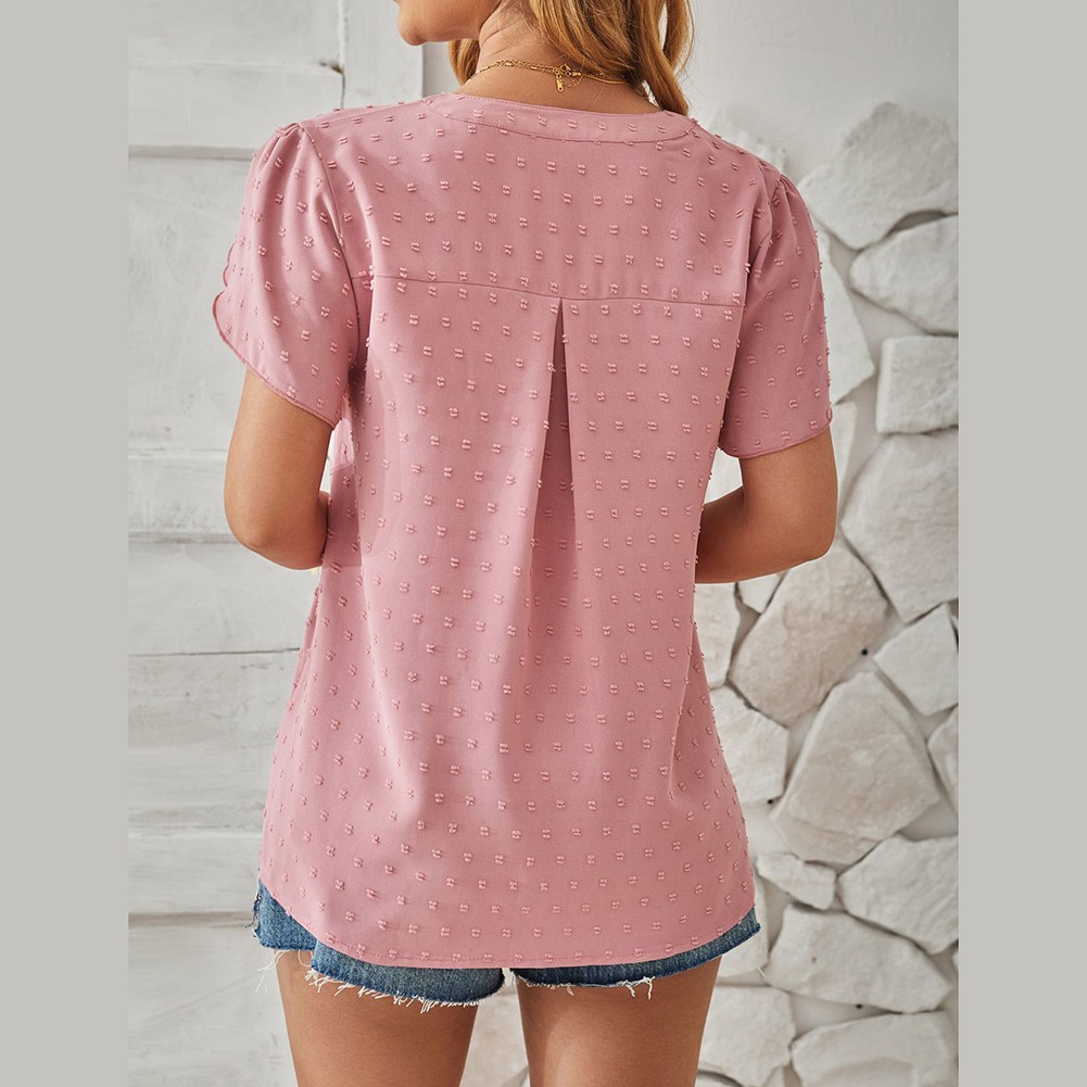 Stylish Sleeve V Neck Top in Woven Jacquard for Spring and Summer Fashion - Picture 28 of 53
