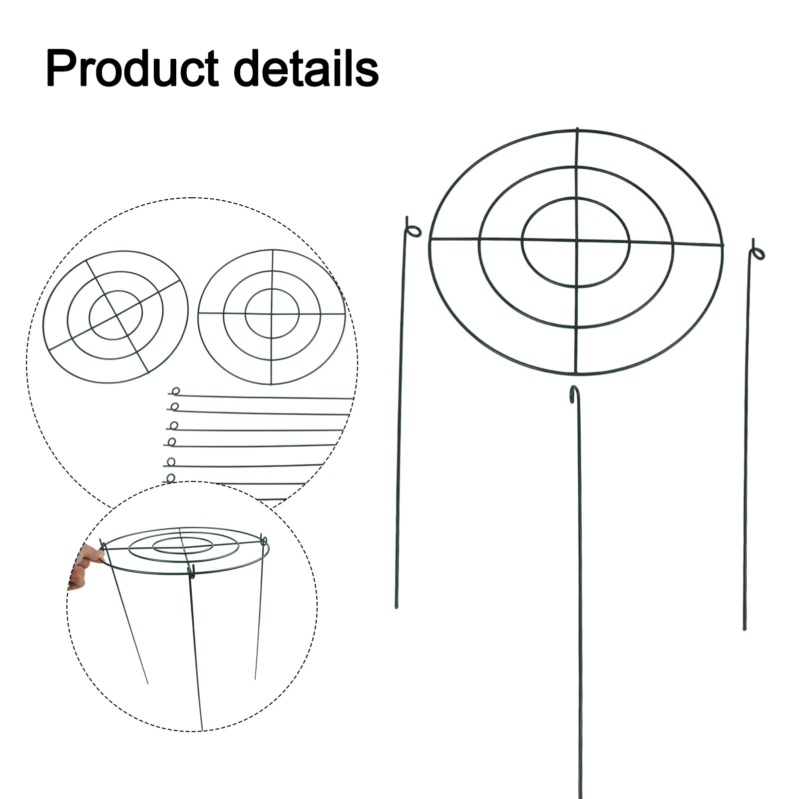 Lot de 3 cages de support d'escalade pour plantes anneaux en boutiques métal pour jardiniers