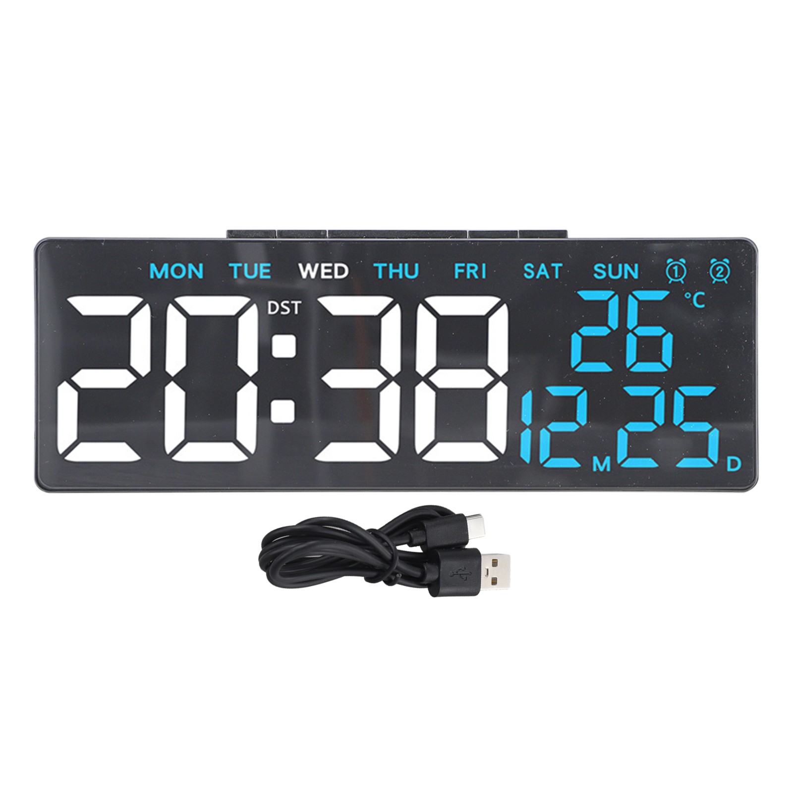 LED Dual Alarm Clock with Comprehensive Display for Weekday Weekend Use