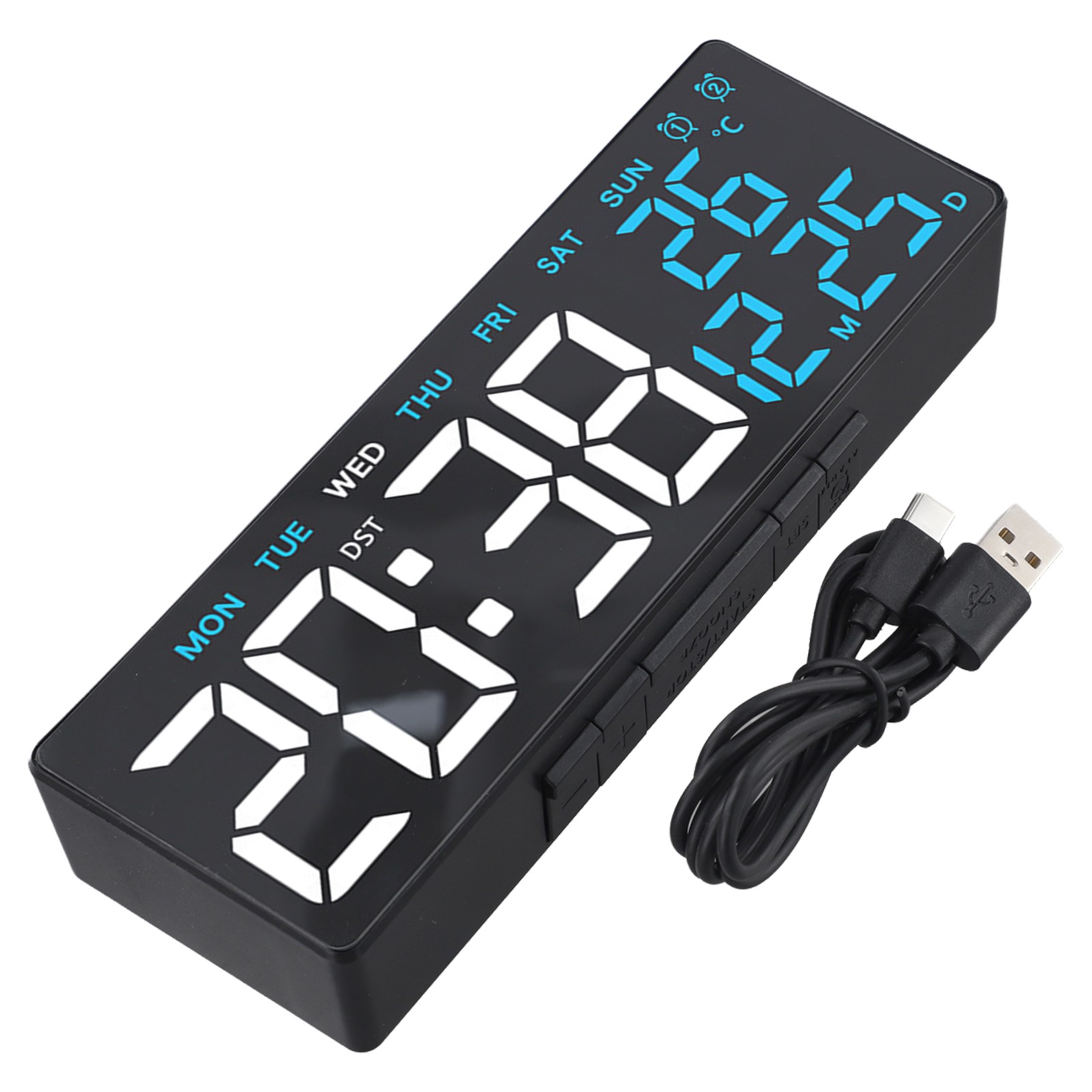 LED Dual Alarm Clock with Comprehensive Display for Weekday Weekend Use