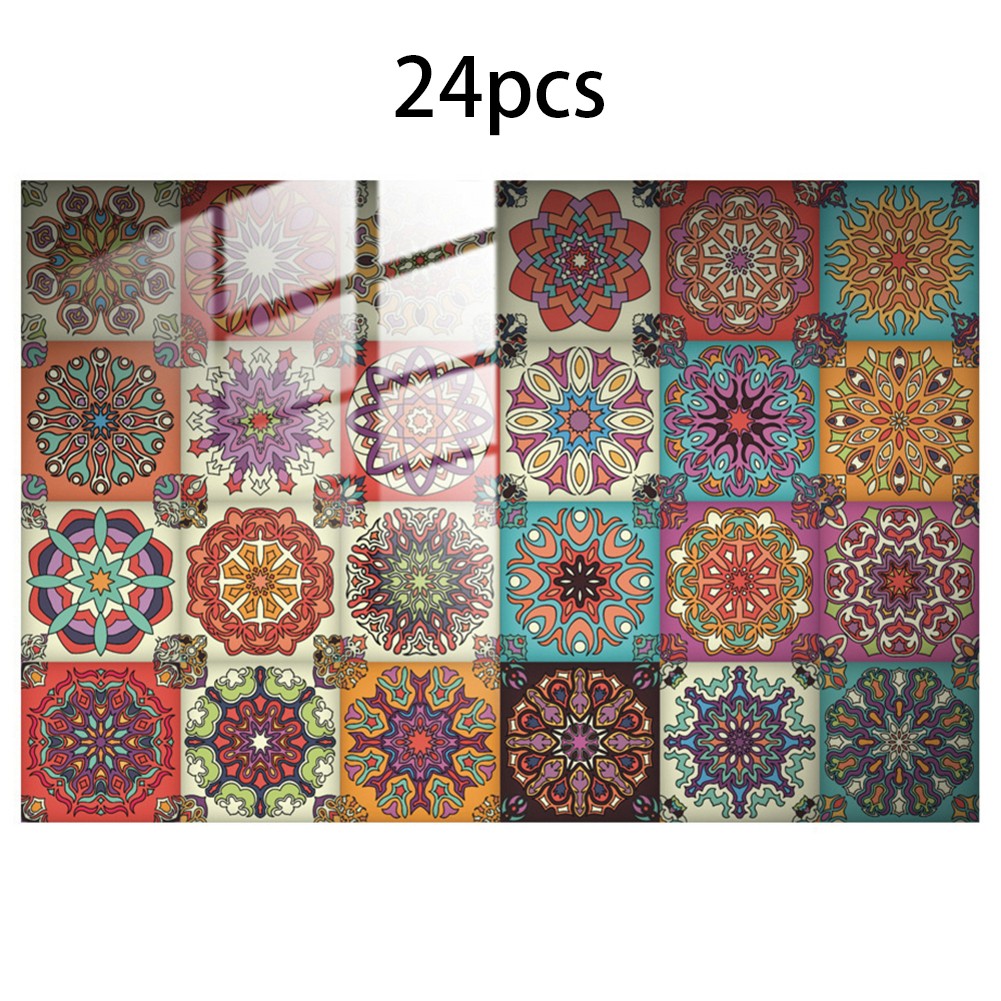 Colorful PVC Tile Stickers for Home Renovation Easy to Remove 24 Count
