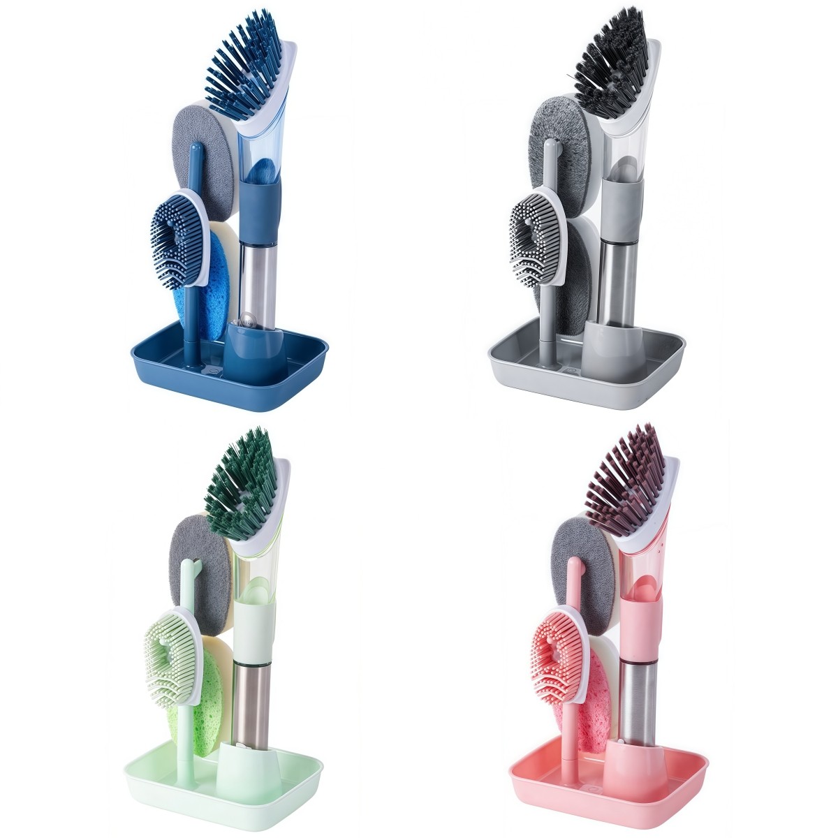 4-teiliges Küchenbürsten Set Mit Haken - Hitzebeständige Spülbürsten Für Töpfe Und Pfannen